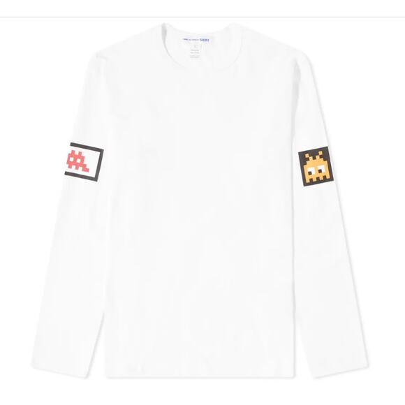 Comme des Garçons SHIRT Long Sleeve Invader Graphic T-Shirt - Picture 1 of 7